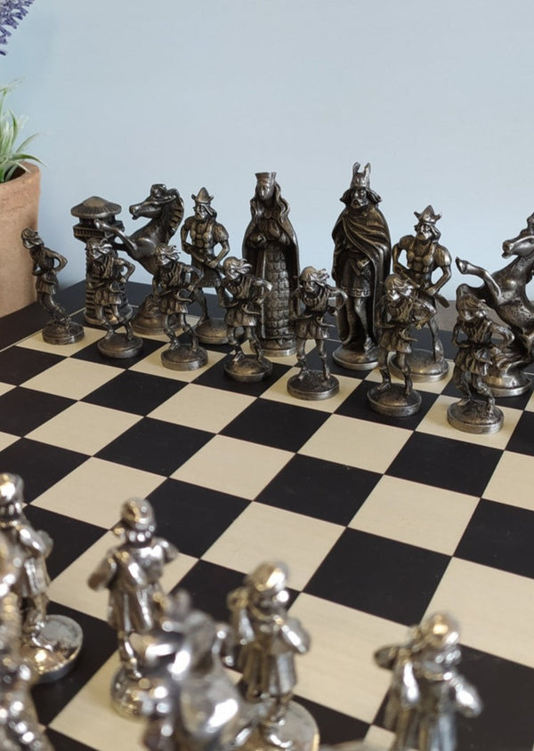 Mullingar Pewter Viking Chess Set with Board