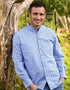 Lee Valley Cotton Grandfather Shirt | Blue Stripe