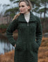 Double Collar Aran Sweater Coat | Green