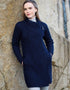 Aran Crafts Cable Knit Side Zip Coat | Blue
