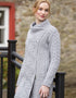 Aran Crafts Cable Knit Side Zip Coat | Grey