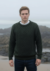 aran merino wool army green sweater c1949