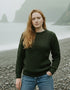 Aran Crew Neck Merino Sweater | Green