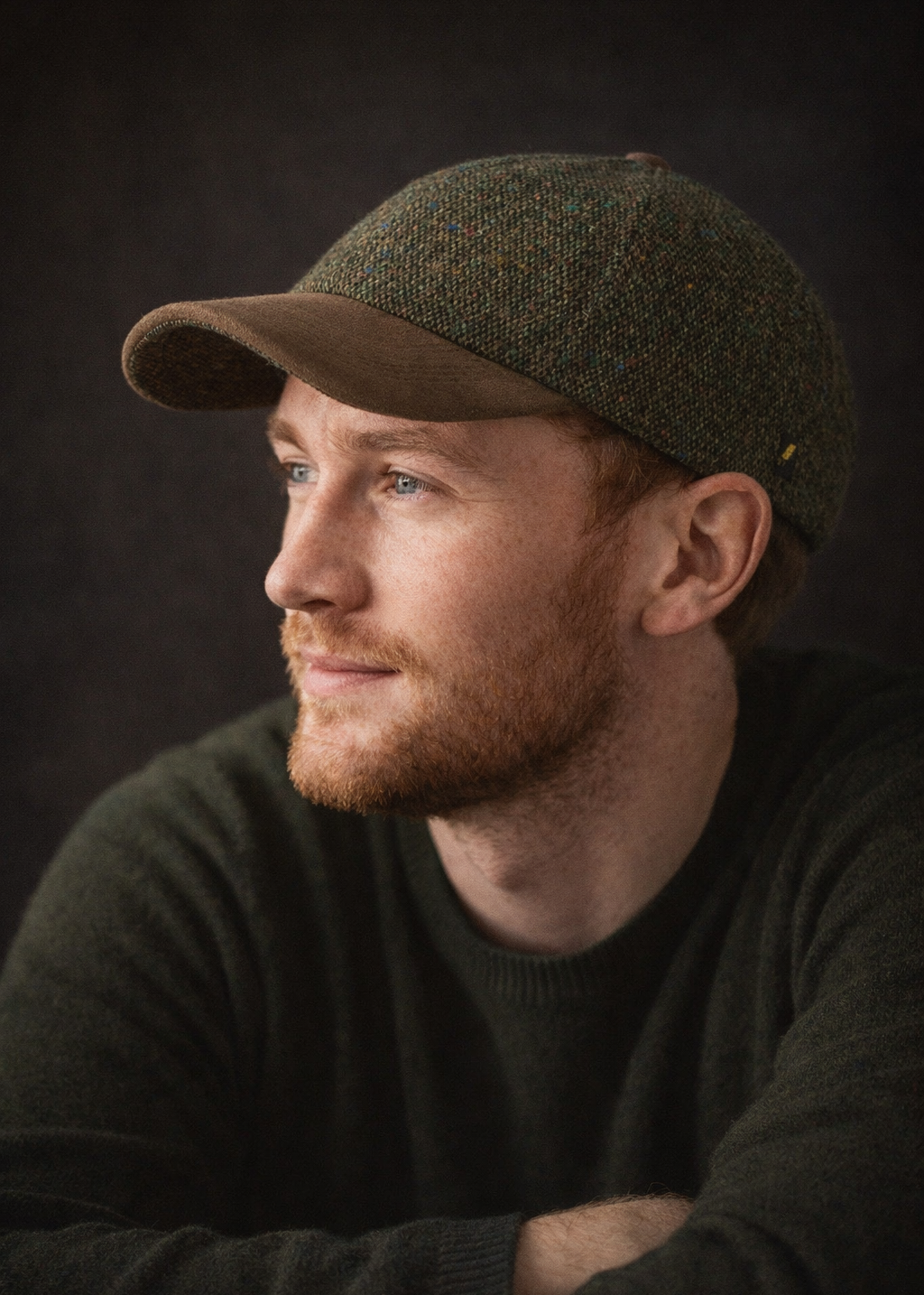 Donegal Tweed Baseball Cap | Green Salt & Pepper | 100% Irish Wool