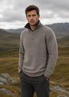 Irish Lambswool Quarter Zip Sweater - Ghost Grey | IrelandsEye