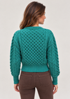 Ladies Merino Cropped Classic Aran Cardigan | Teal