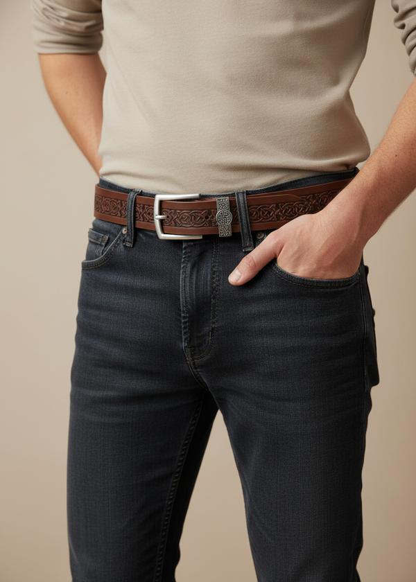 Lee River Leather Celtic Jeans Belt | Brown