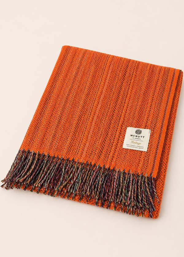 McNutt Tangerine Tweed Throw | Pure Irish Wool Blanket