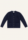 Women's Aran Merino Wool Cardigan | Navy
