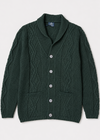 Men's Merino Wool Aran Cardigan | Green - Clearance