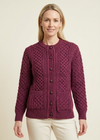 Aran Merino Wool Lumber Cardigan | Raspberry Marl