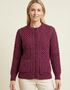 Aran Merino Wool Lumber Cardigan | Raspberry Marl