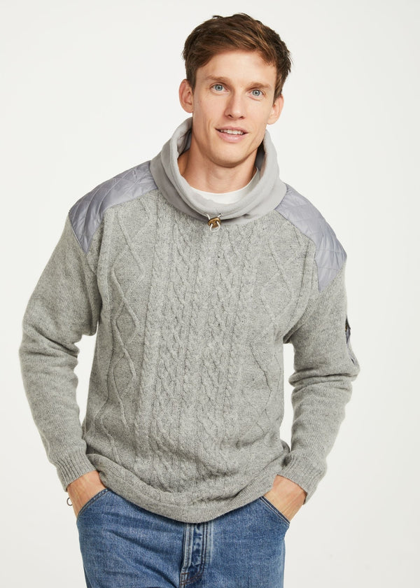 Aran Diamond Knit Sweater | Silver