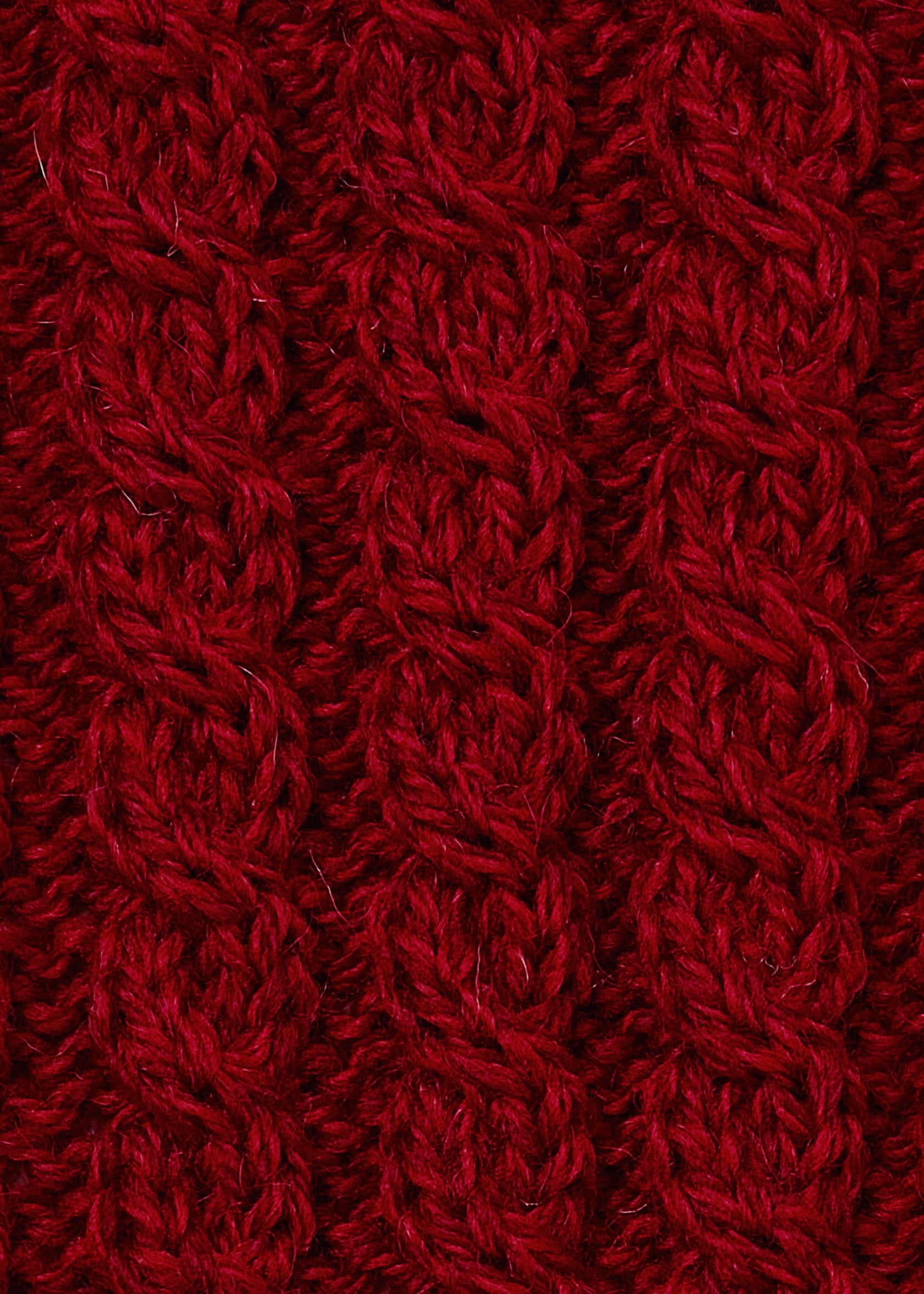 Ladies Merino Cropped Classic Aran Cardigan | Rich Red