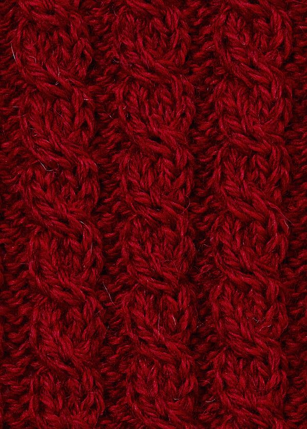 Ladies Merino Cropped Classic Aran Cardigan | Rich Red