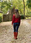 Ladies Slim-Fit Aran Sweater | Red
