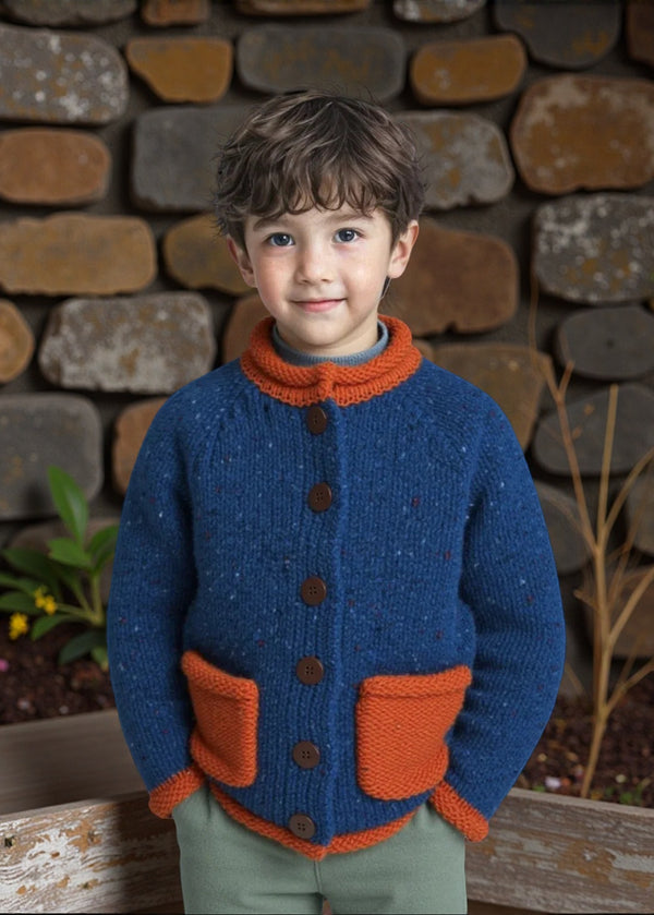 Childrens Roll Neck Cardigan | Donegal Wool