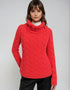 Aran Cowl Neck Chunky Sweater | Coral