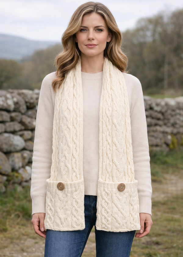 Aran Pocket Scarf | Natural