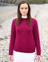 Aran Cable Knit Sweater | Fuchsia