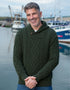 Aran Shawl Neck Sweater | Army Green