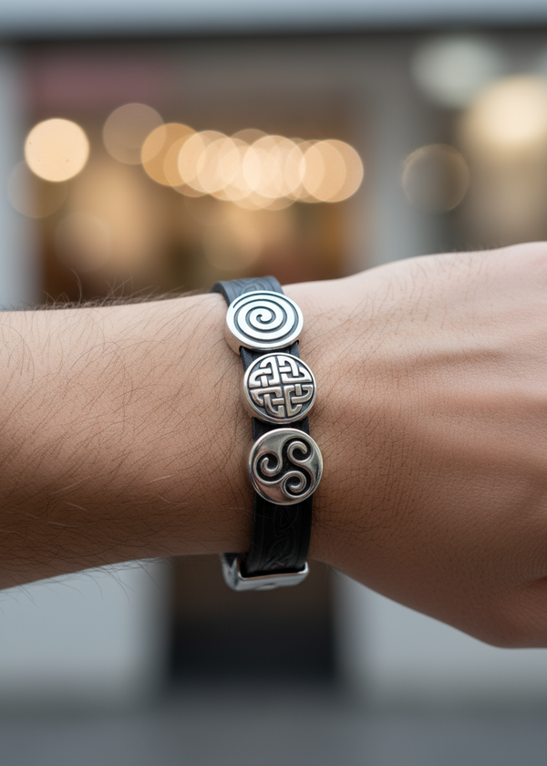 Celtic Leather Aoife Black Cuff Bracelet