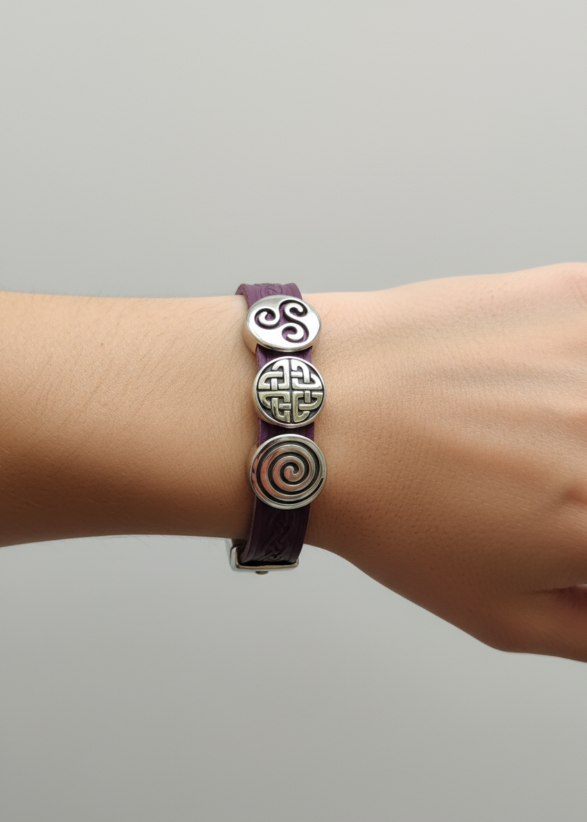 Celtic Leather Purple Aoife Cuff Bracelet