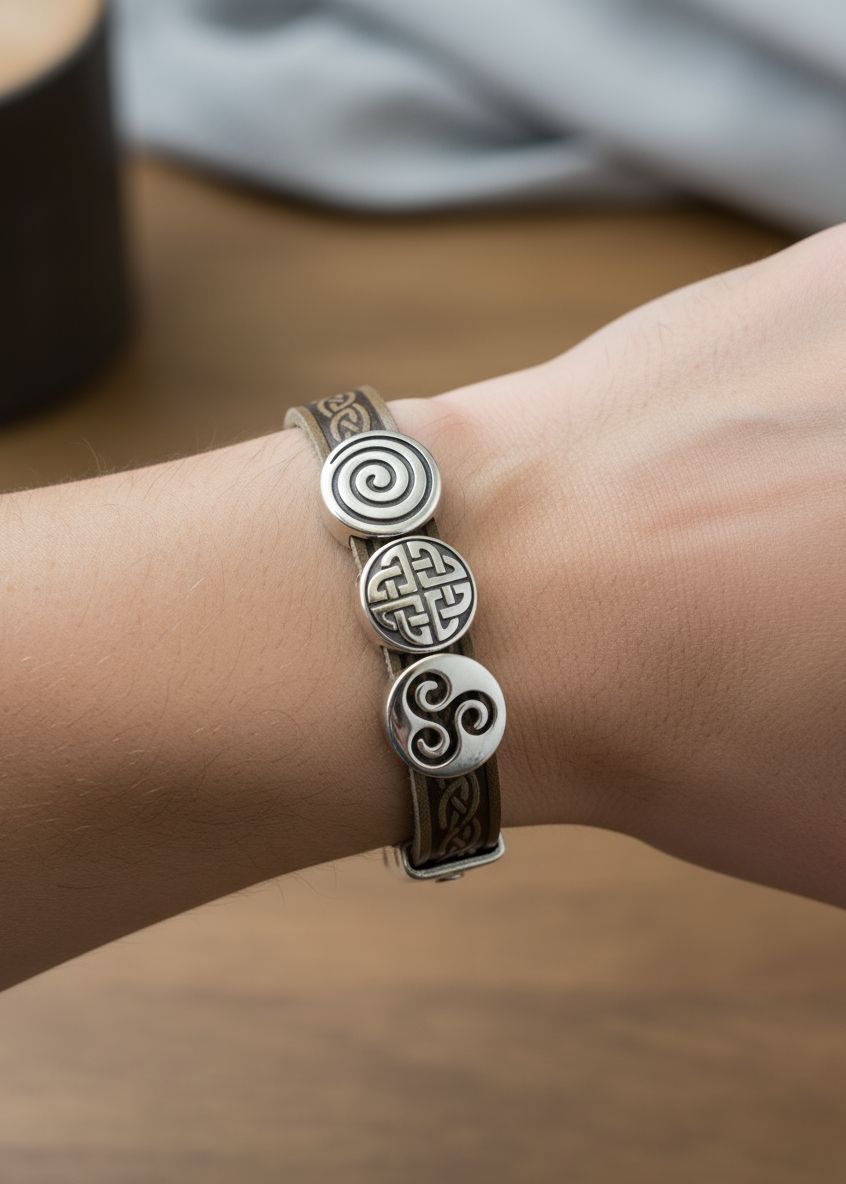 Celtic Leather Green Aoife Cuff Bracelet