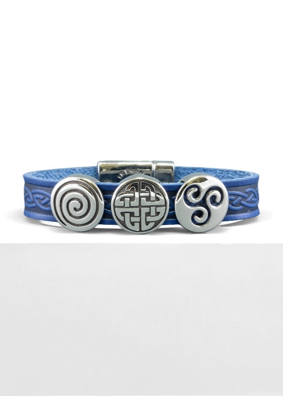Celtic Leather Blue Aoife Cuff Bracelet