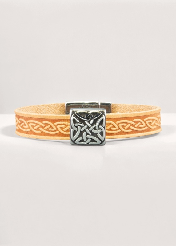 Braden Tan Celtic Cuff Leather Bracelet