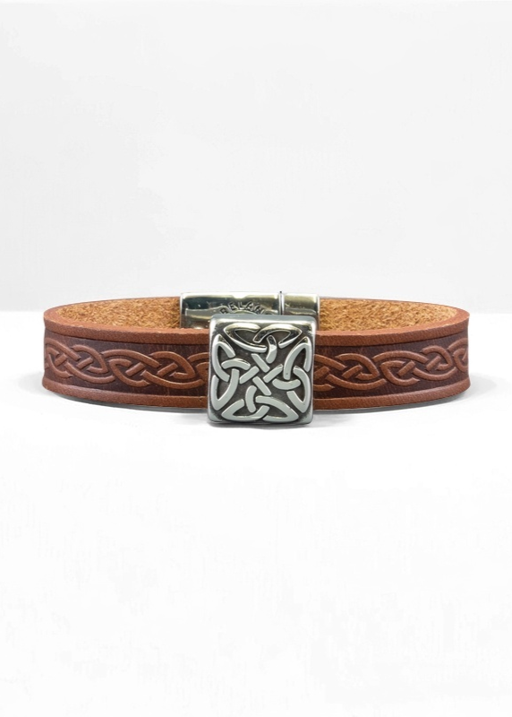 Braden Brown Celtic Cuff Leather Bracelet