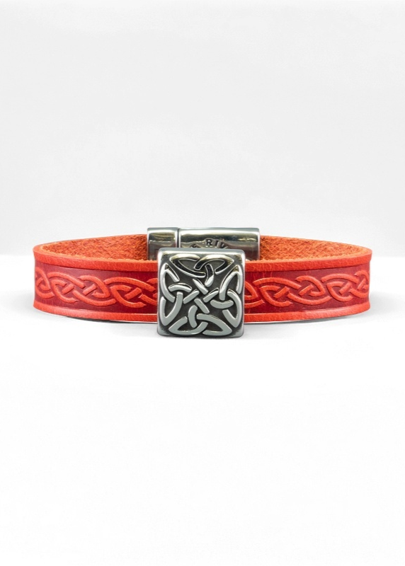Braden Red Celtic Cuff Leather Bracelet