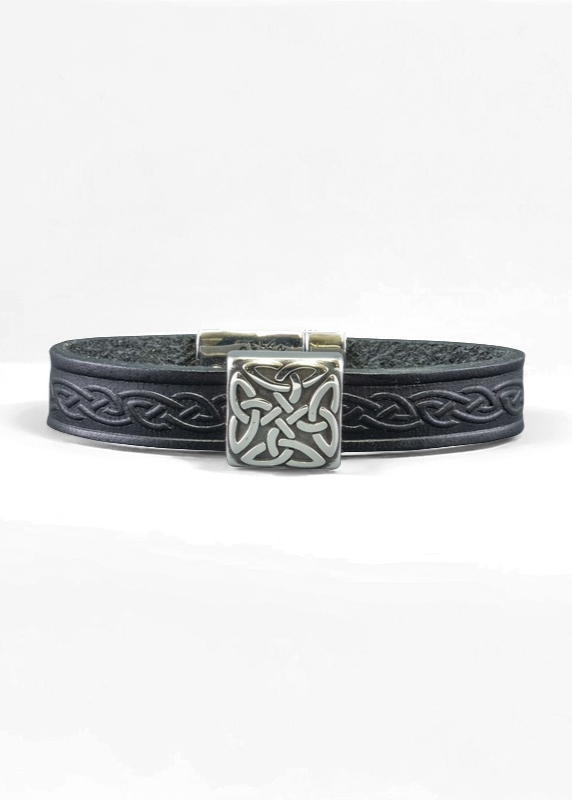 Braden Black Celtic Cuff Leather Bracelet