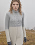 Ladies Herringbone Wool Coat | Natural Grey