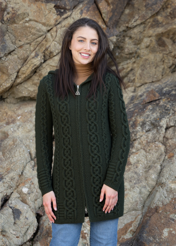 Celtic Aran Jacket | Army Green