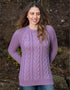 Aran Crew Neck Cashmere Sweater | Lavender