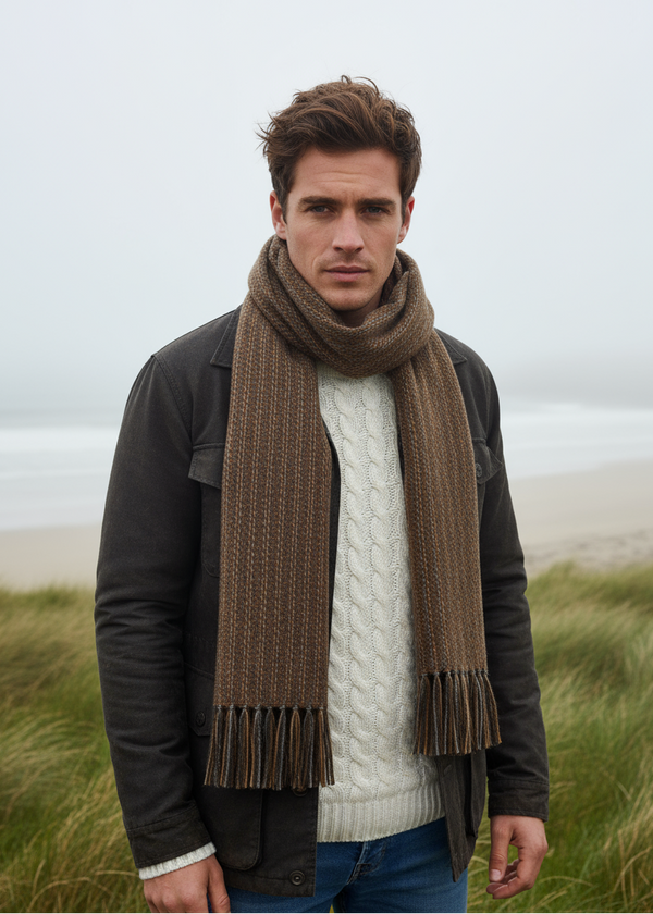 Mucros Alpaca Scarf | Brown Mix