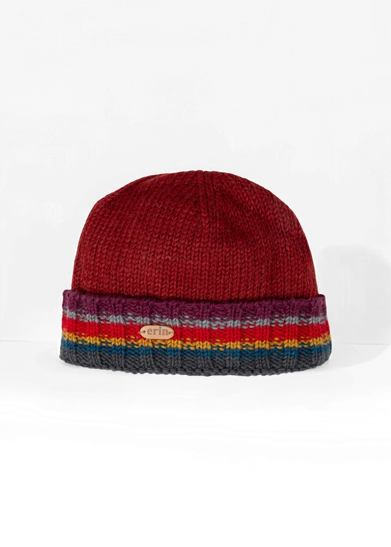 Men's Rib Pullon Turnup Hat | Red