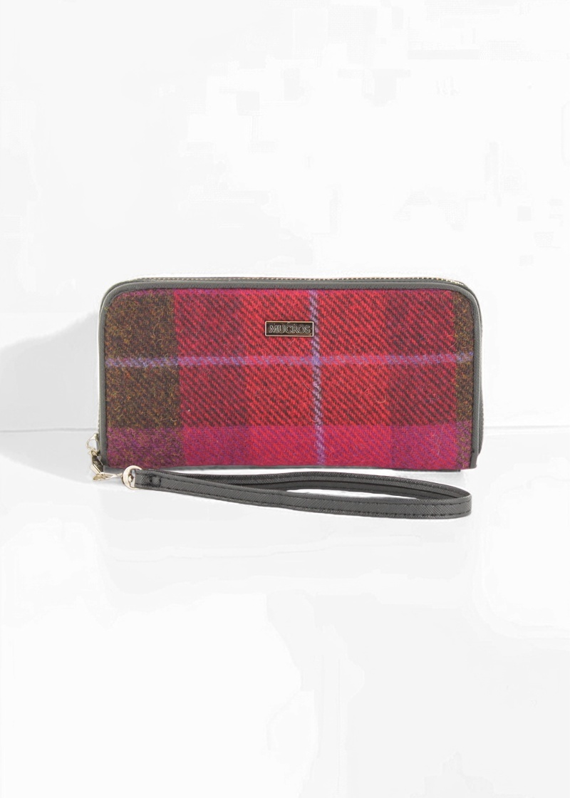 Mucros Tweed Wallet | Pink Check