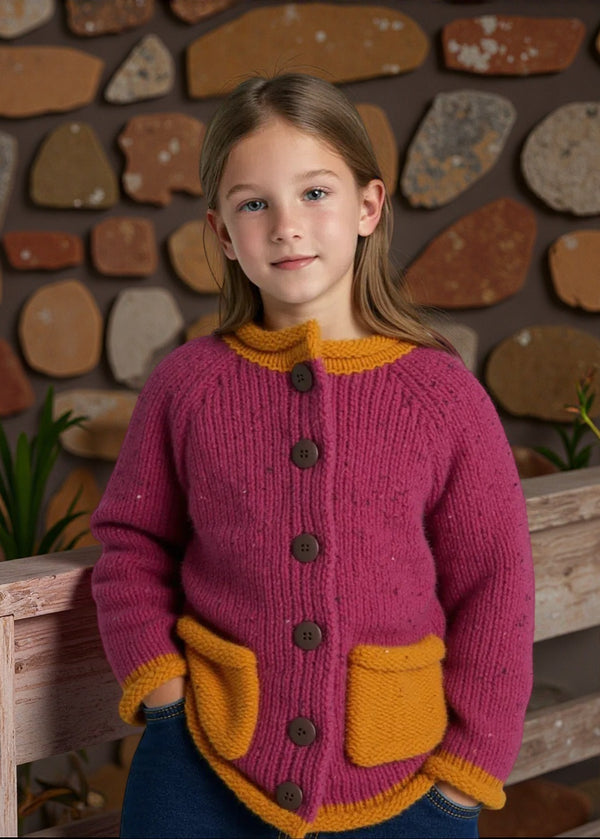 Childrens Roll Neck Cardigan | Donegal Wool