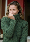Aran Crafts Double Collar Trinity Cardigan | Green