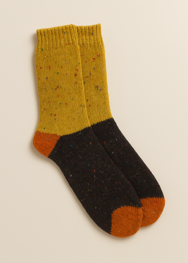 Tricolor 100% Merino Wool Socks | Yellow
