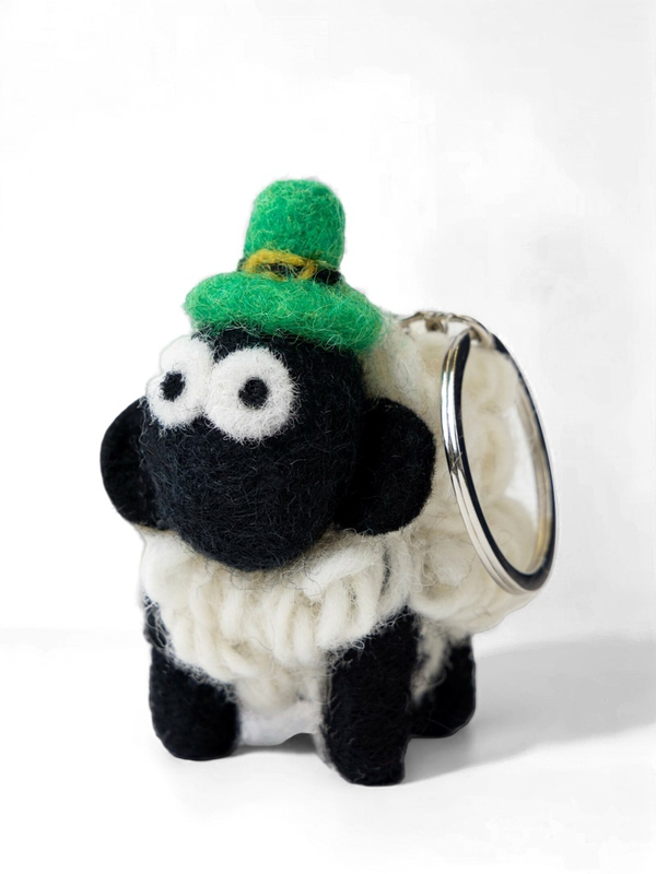 Knitted Wool Standing Sheep Keyring