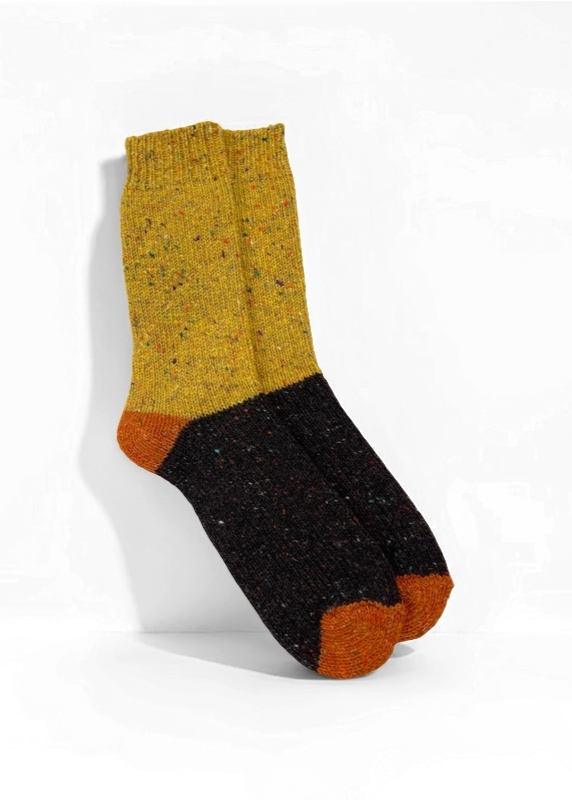 Tricolor 100% Merino Wool Socks | Yellow