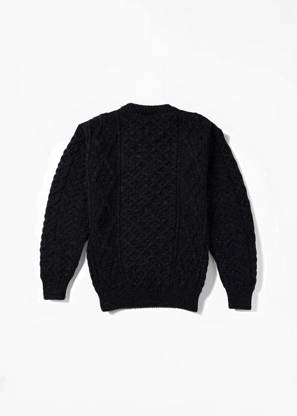 Unisex Aran Wool Sweater | Charcoal