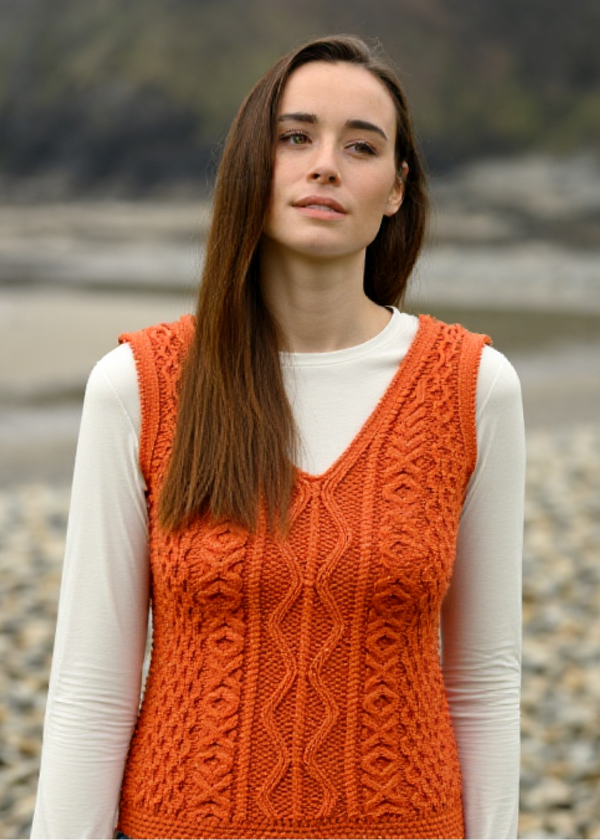 Aran Ladies Vest | Orange