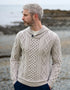 Men's Shawl Collar Aran Sweater | Oatmeal