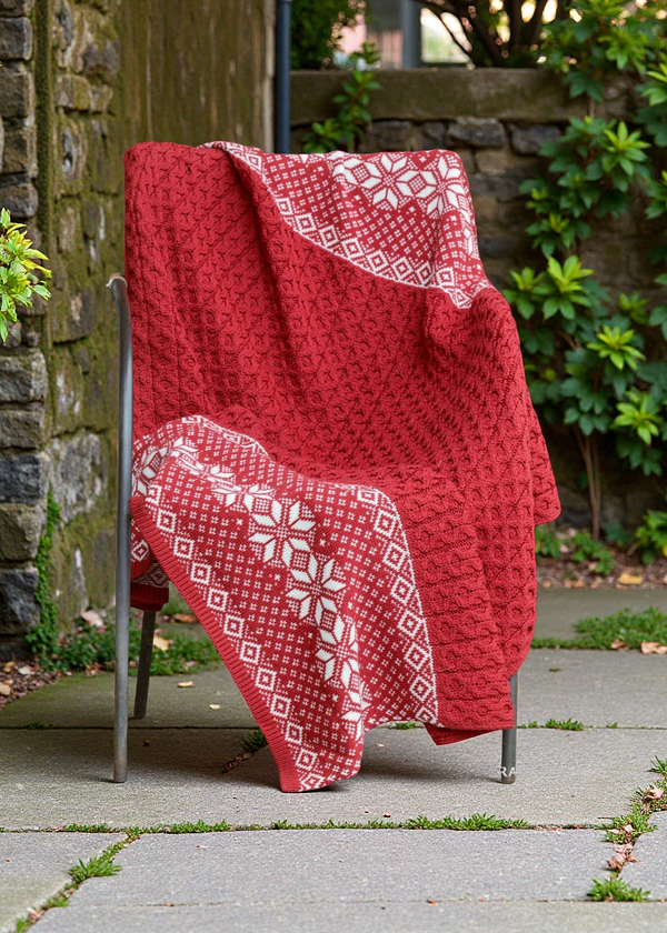 Wool Jaquard Throw | Red