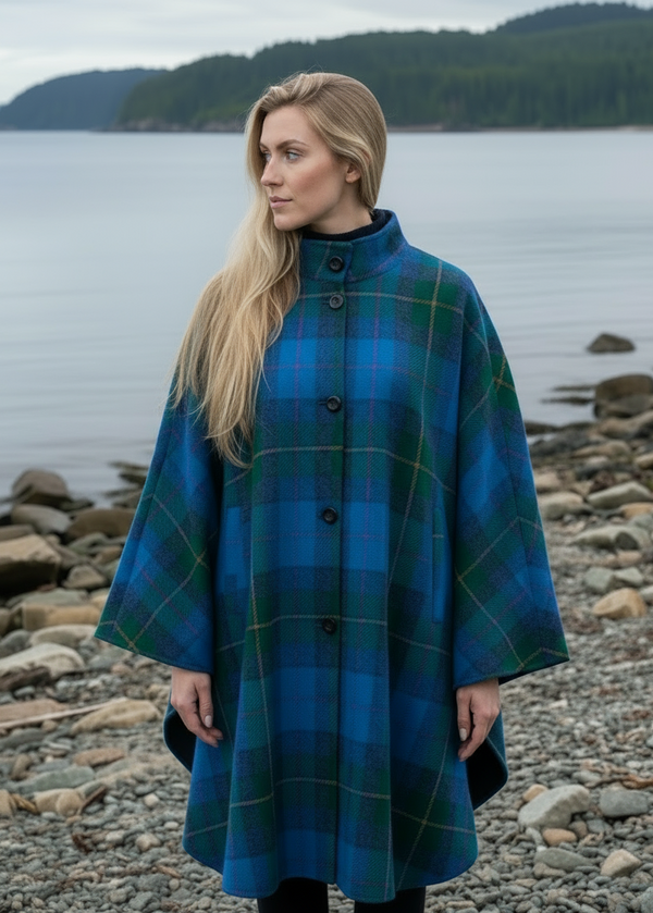 Mucros Dunloe Cape | Green Blue Check