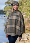 Mucros Poncho | Mustard Blue Stripe